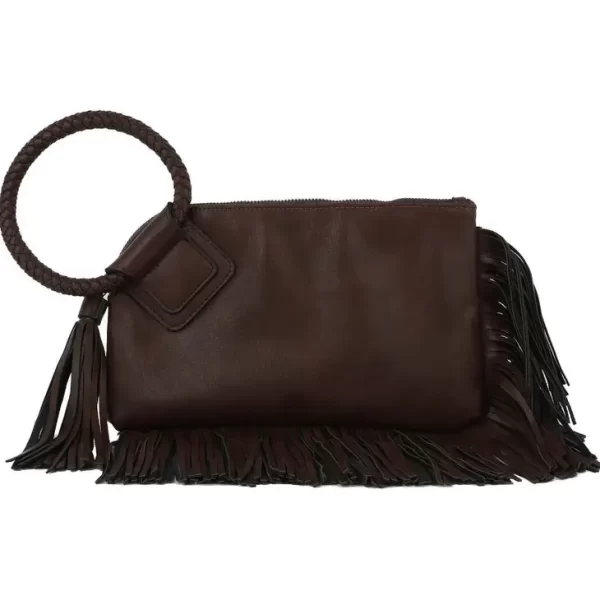 Fringe Soft Vegan Leather Wristlet/Clutch Coffee