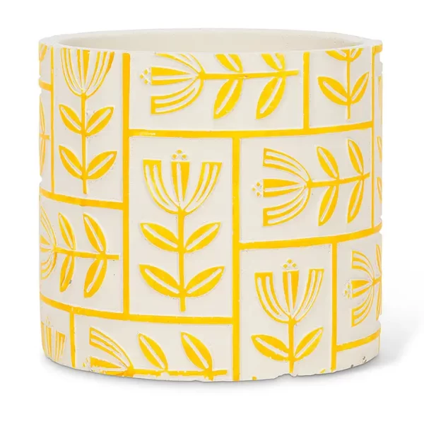 Floral Grid Planter - Yellow