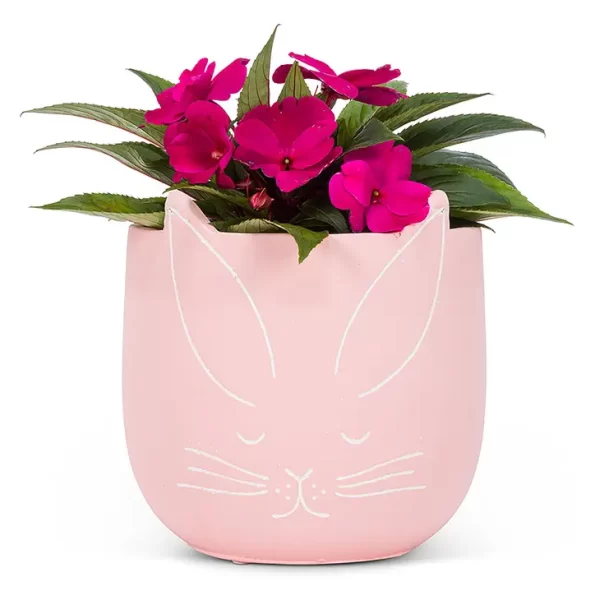 Lg Pink Bunny Planter-7"