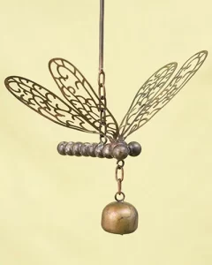 Flamed Dragonfly W/Bell Ornament