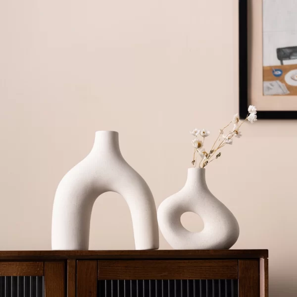 Kimisty Ceramic Off White Nordic Pampas Vases