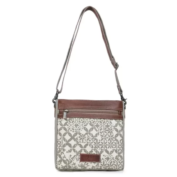 Canvas & Leather Women Crossbody - Platinum/Battleship Gray