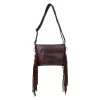 Leather Suede Fringed Women Sling - Rustic Brown Camel Aztec - Image 2