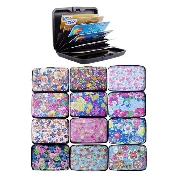 Itty Bitty Floral Glossy Card Holder Caddy Case