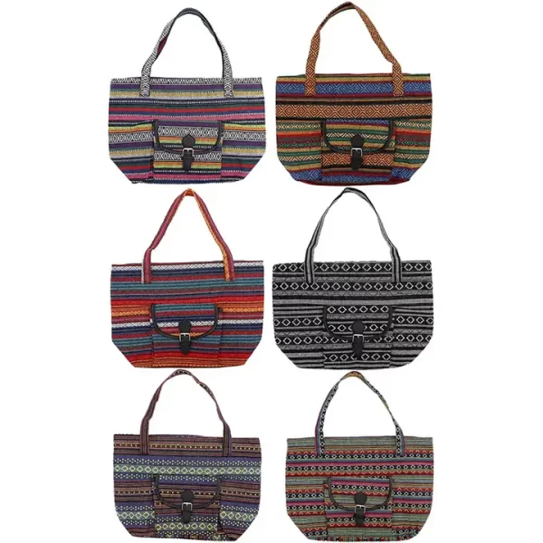 Navajo Boho Patterned Buckle Flap Pocket Tote