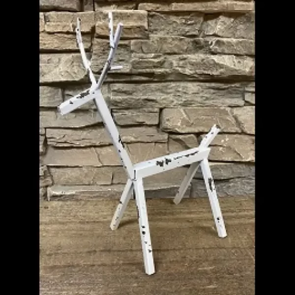 White Distressed Metal Deer