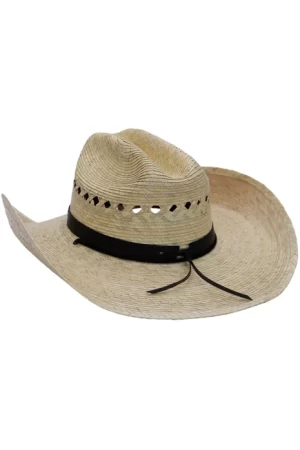 Quarterhorse Crown Retro Brim Palm Straw Cowboy Hat