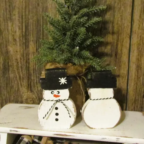 Wood Snowman Tiered Tray Decor