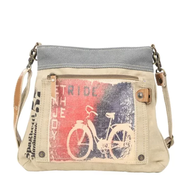 Enjoy the Ride Mixed Canvas Shoulder/Crossbody Bag