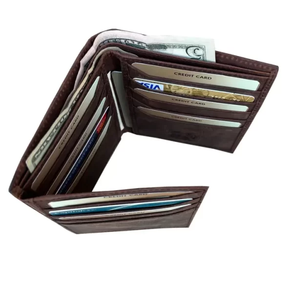 Cowhide/Buffalo Leather Bi-Fold Rfid Wallet