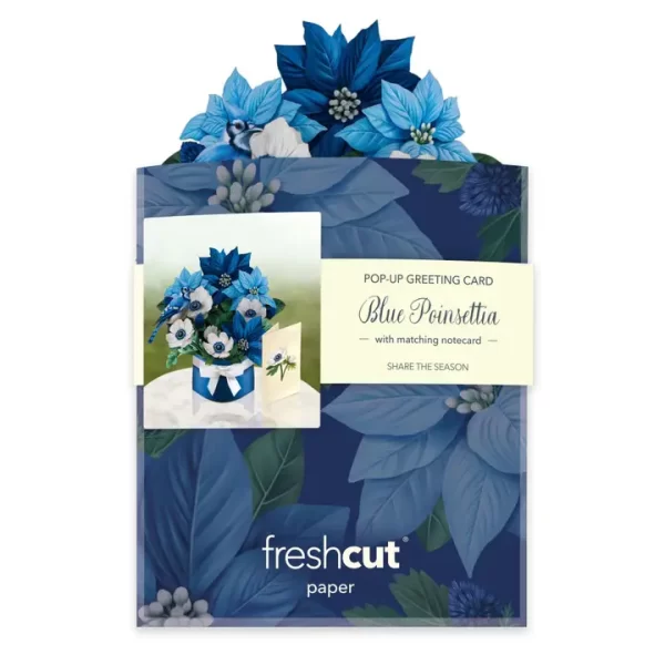 Mini Blue Poinsettia ( Pop-Up Greeting Cards)