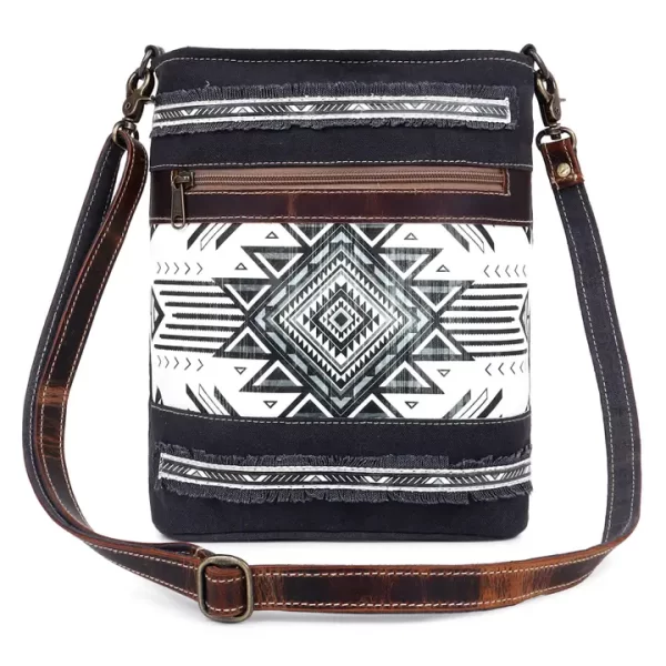 Canvas & Leather Women's Cross Body - Black/White