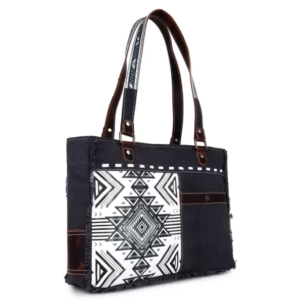 Canvas & Leather Women Small & Cross Body - Black/White