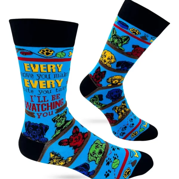 Every Move You Make, Every Bite You Take I'll Be Watching You Men's Novelty Crew Socks