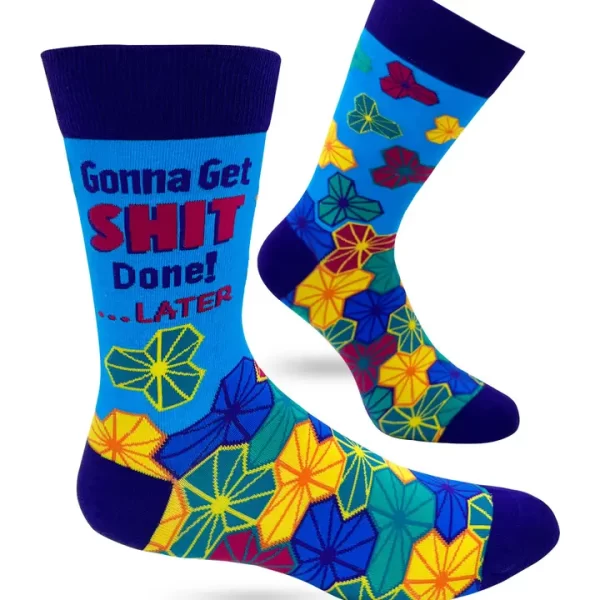 Gonna Get Shit Done!.. Later Men's Novelty Crew Socks