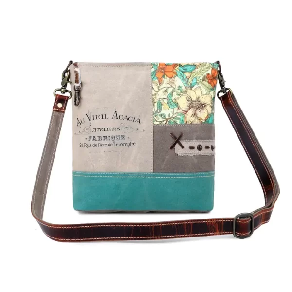 Canvas & Leather Women Shoulder Bag - Green Floral