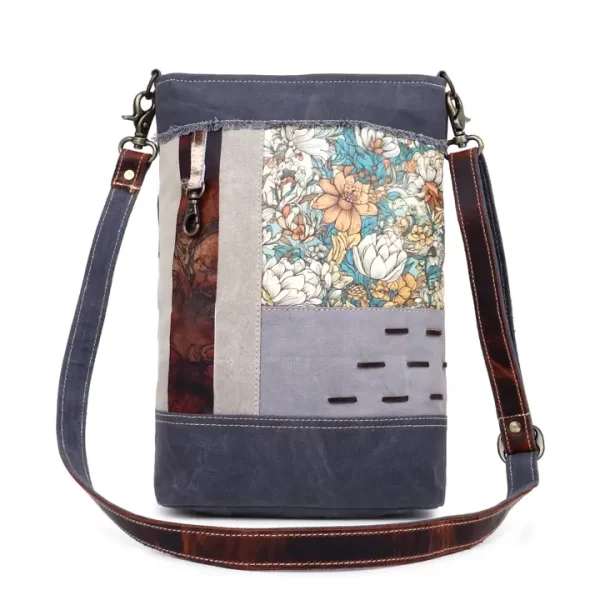 Canvas & Leather Women Shoulder Bag - Gray Floral