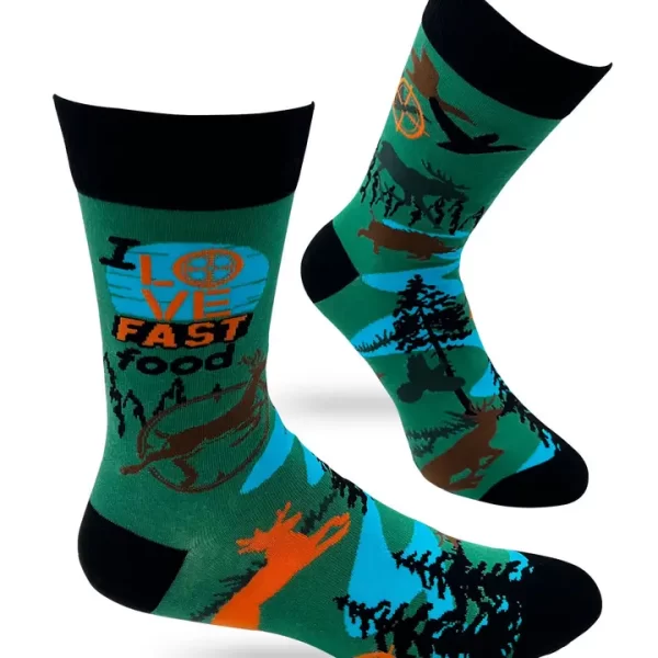 I Love Fast Food Men's Novelty Crew Socks