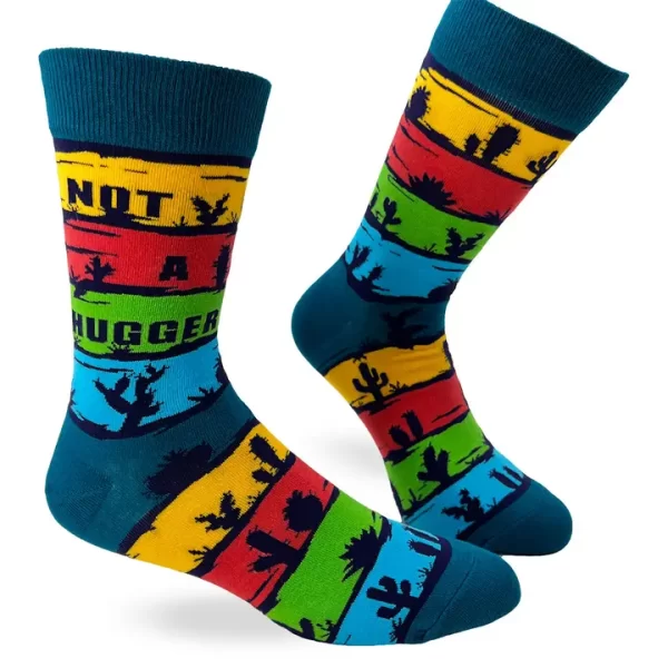 Not A Hugger Men's Novelty Crew Socks Featuring Cactuses