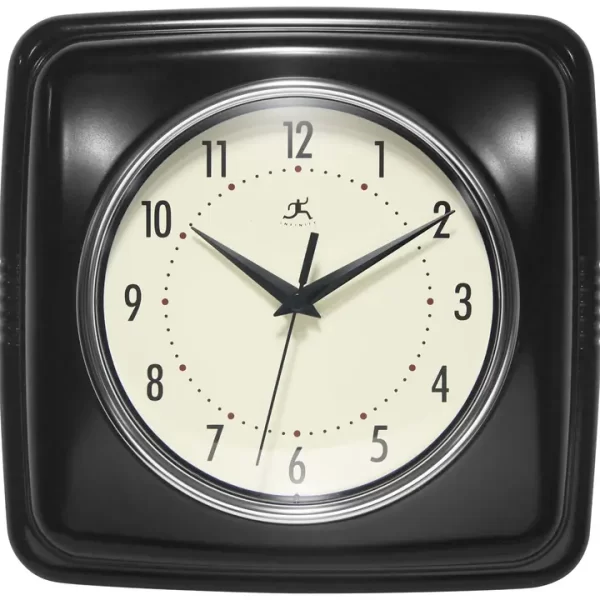 Retro Square Black Indoor Wall Clock 9.25 Inch