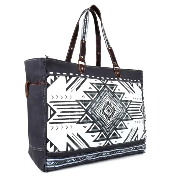 Canvas & Leather Women's Weekender Bag - Black/White