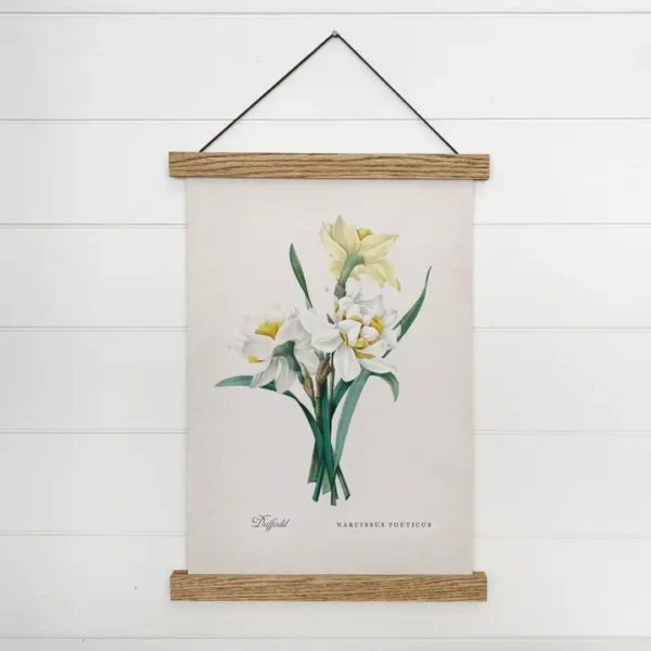 Yellow Daffodil Framed Hanging Canvas Vintage Illustrations