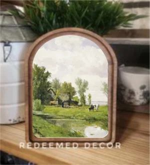 Arch Top Creekside Farmhouse Framed Art