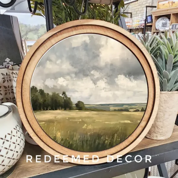 8" Round Stormy Field Art