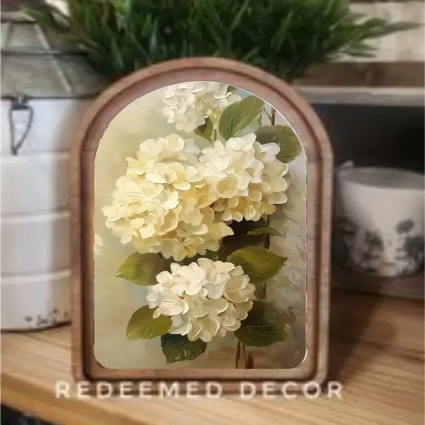 Arch Top Hydrangea Painting Framed Art