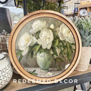 8" Round Muted Peony Art