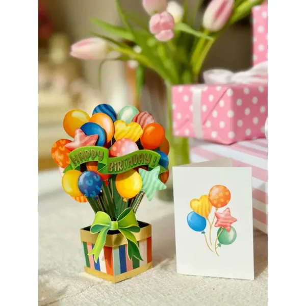 Mini Birthday Balloons Mini Pop-Up Greeting Cards