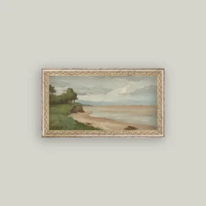 Beach Near Etretat Framed Antique Art