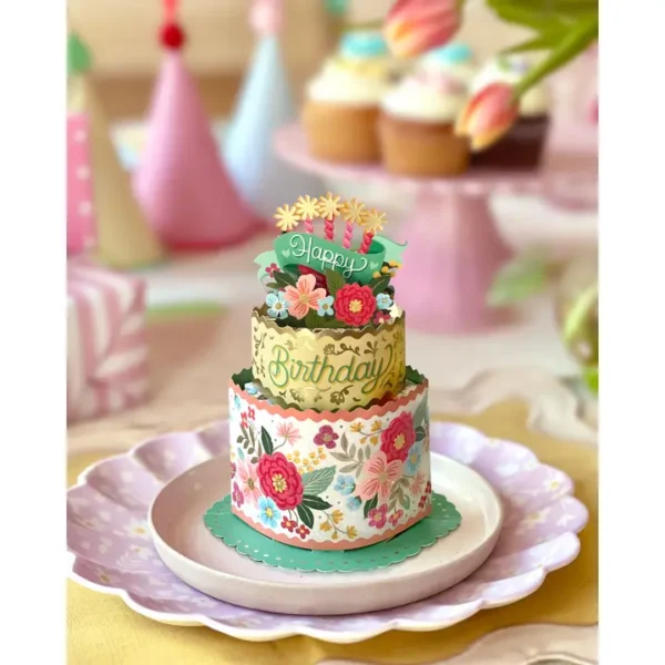 Mini Blooming Birthday Cake Mini Pop-Up Greeting Cards