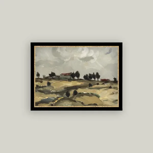 Hillside Home Framed Antique Art