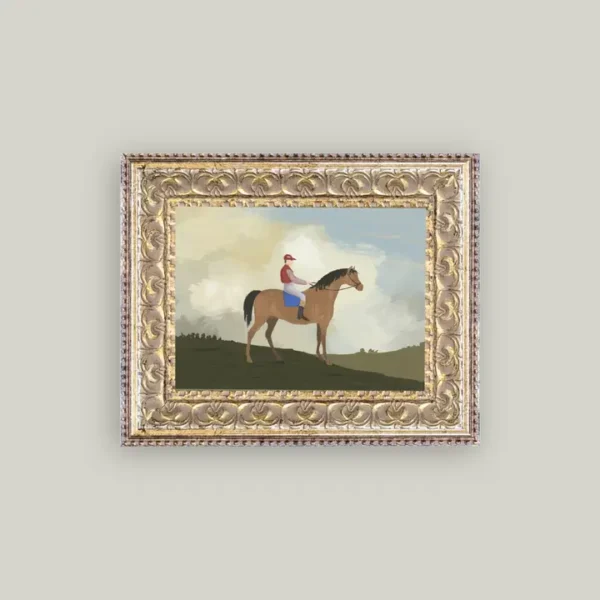 Horse Rider Framed Antique Art