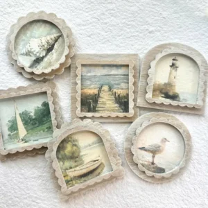 3x3 Magnets Moody Vintage Style Prints, Summer Lake