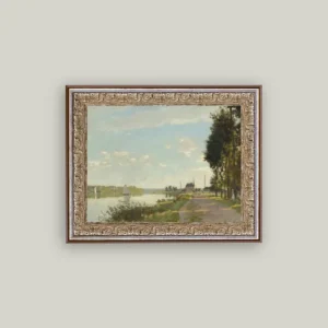 Riverside Walk Framed Antique Art