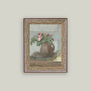 Rose Vase Framed Antique Art