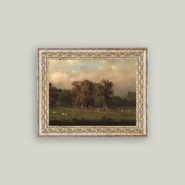 Sheep Farm Framed Antique Art
