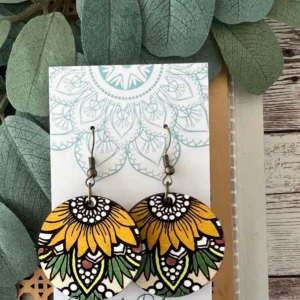 Boho Sunflower Hand Painted Lightweight Maple Wood