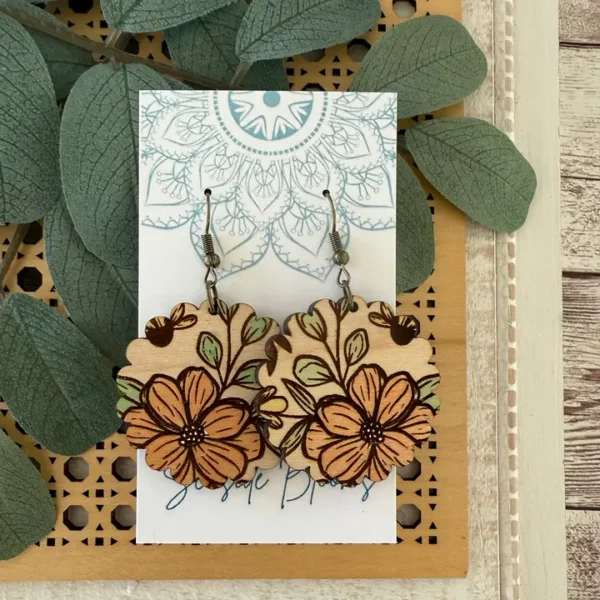 Boho Hand Painted Lightweight Maple Wood Earrings