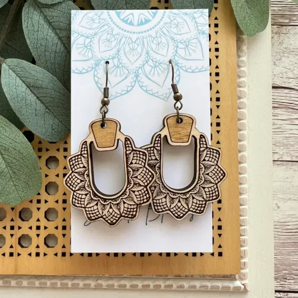 Boho Hand Painted Lightweight Maple Wood Earrings