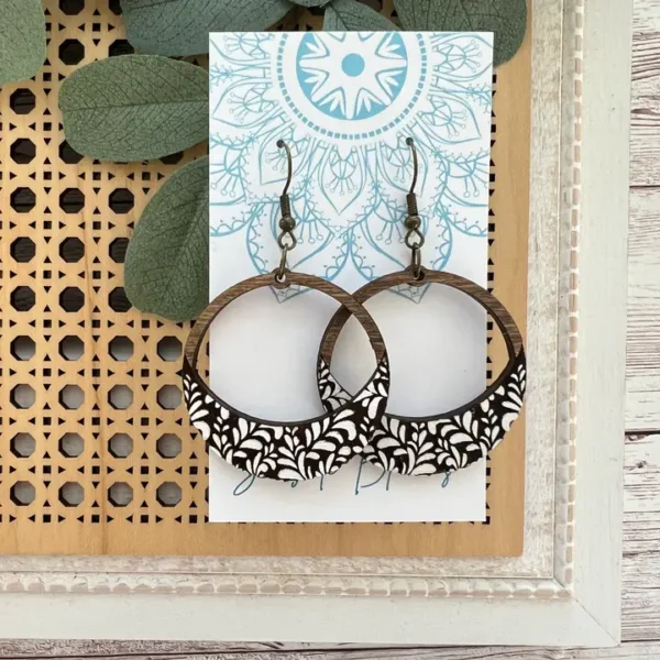 Boho Damask All Wood Lightweight Hoops