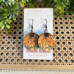 Boho Hand Painted Lightweight Maple Wood Hoop Earrings