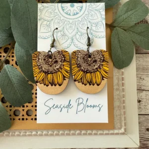 Boho Hand Painted Lightweight Maple Wood Stud Earrings