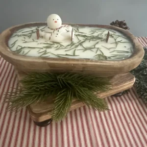 Snowman Dough Bowl Soy Wax Candle - Vintage Christmas
