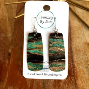 Medium Bar Earrings: Aqua Bronze