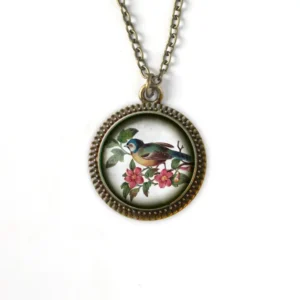 Bluebird Cottage Core Ornate Pendant Necklace