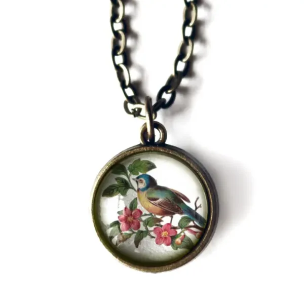 Bluebird Simple Reversible Cottage Core Pendant Necklace