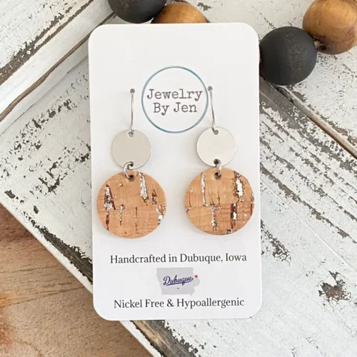 Cork W/Silver Accent Earrings